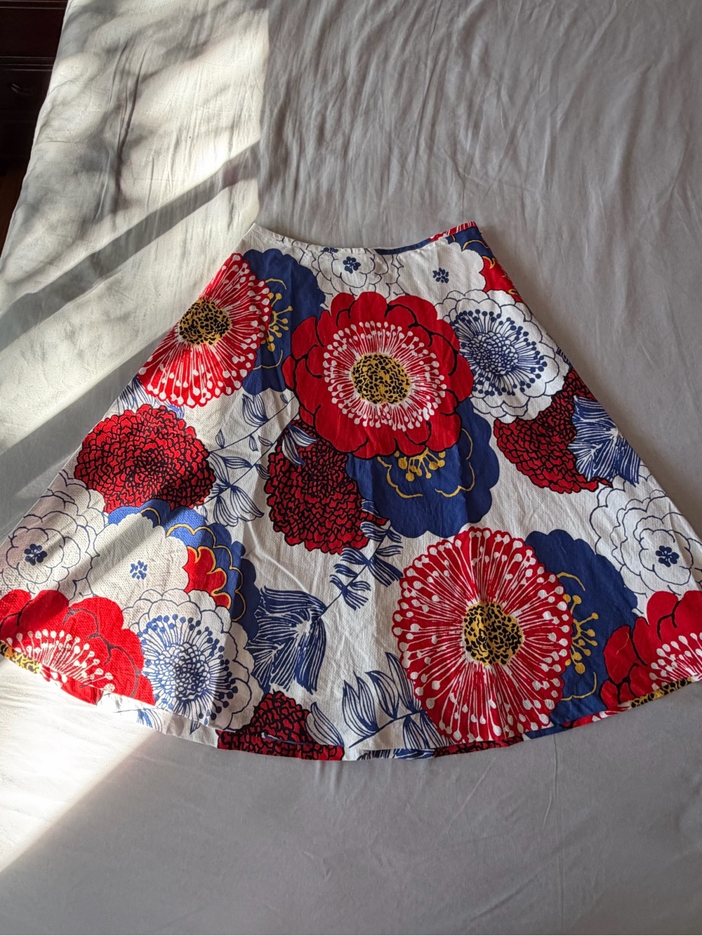 Talbots Red, Blue & White Floral Circle Skirt